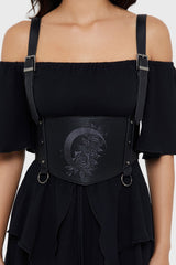 vegan leather embroidered floral belt 