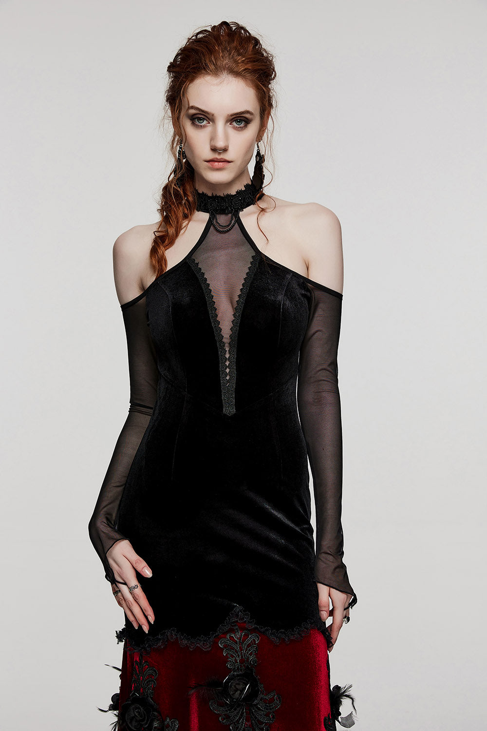 plunging neckline gothic dress