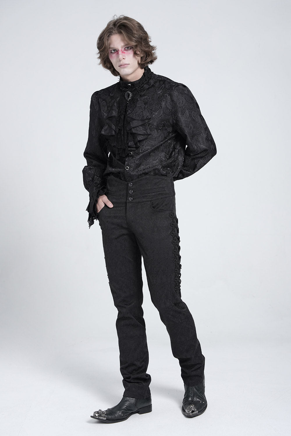 mens vampire goth romantic vintage long sleeve button top