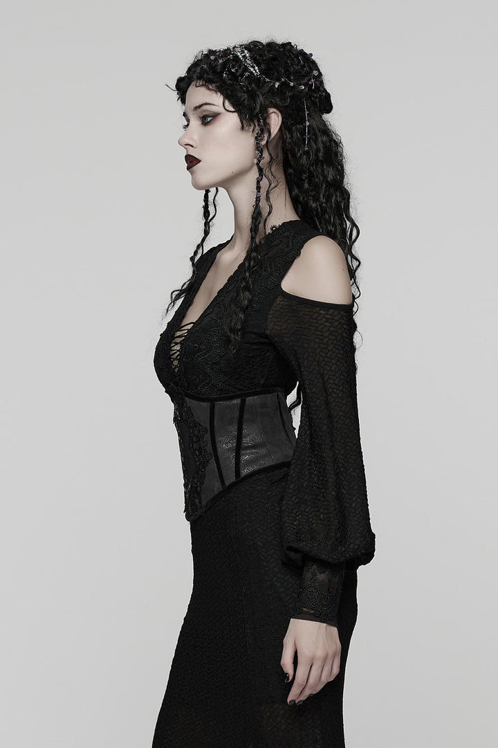 black damask black alce underbust corset waist cincher 