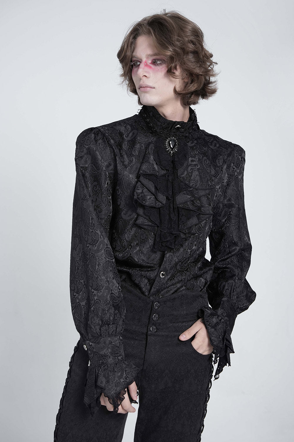 mens vampire goth long sleeve button shirt