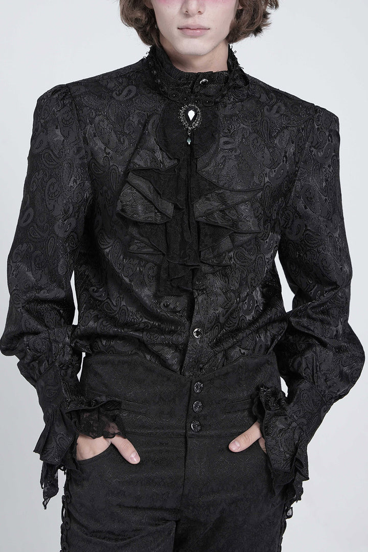 mens vampire goth long sleeve button top