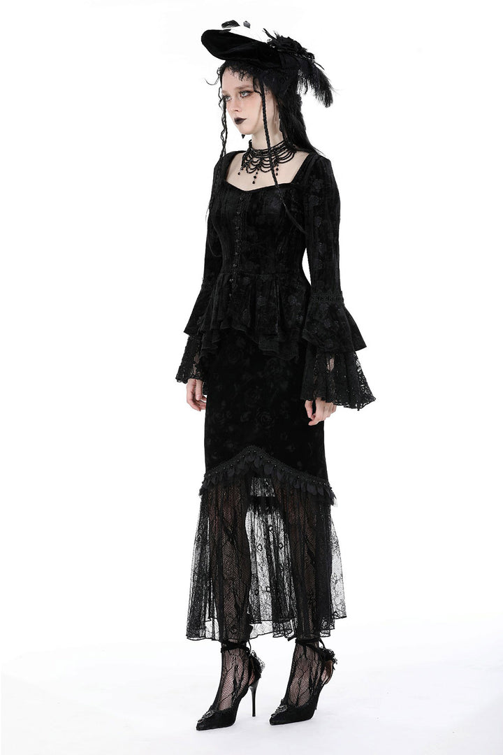 womens black victorian goth skirt