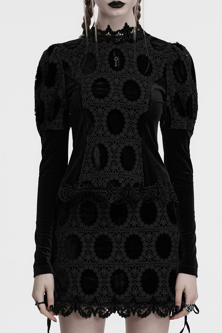 vintage goth inspired puff sleeve gothic top
