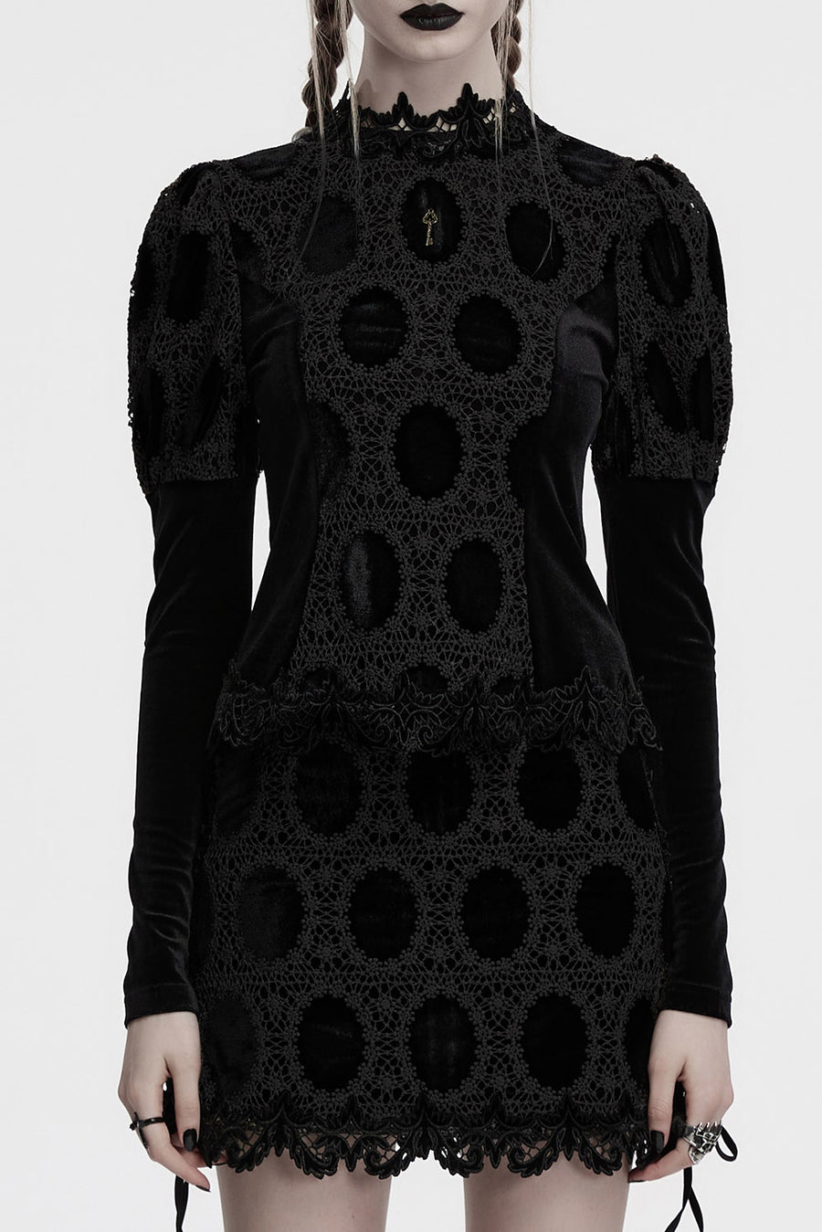 vintage goth inspired puff sleeve gothic top