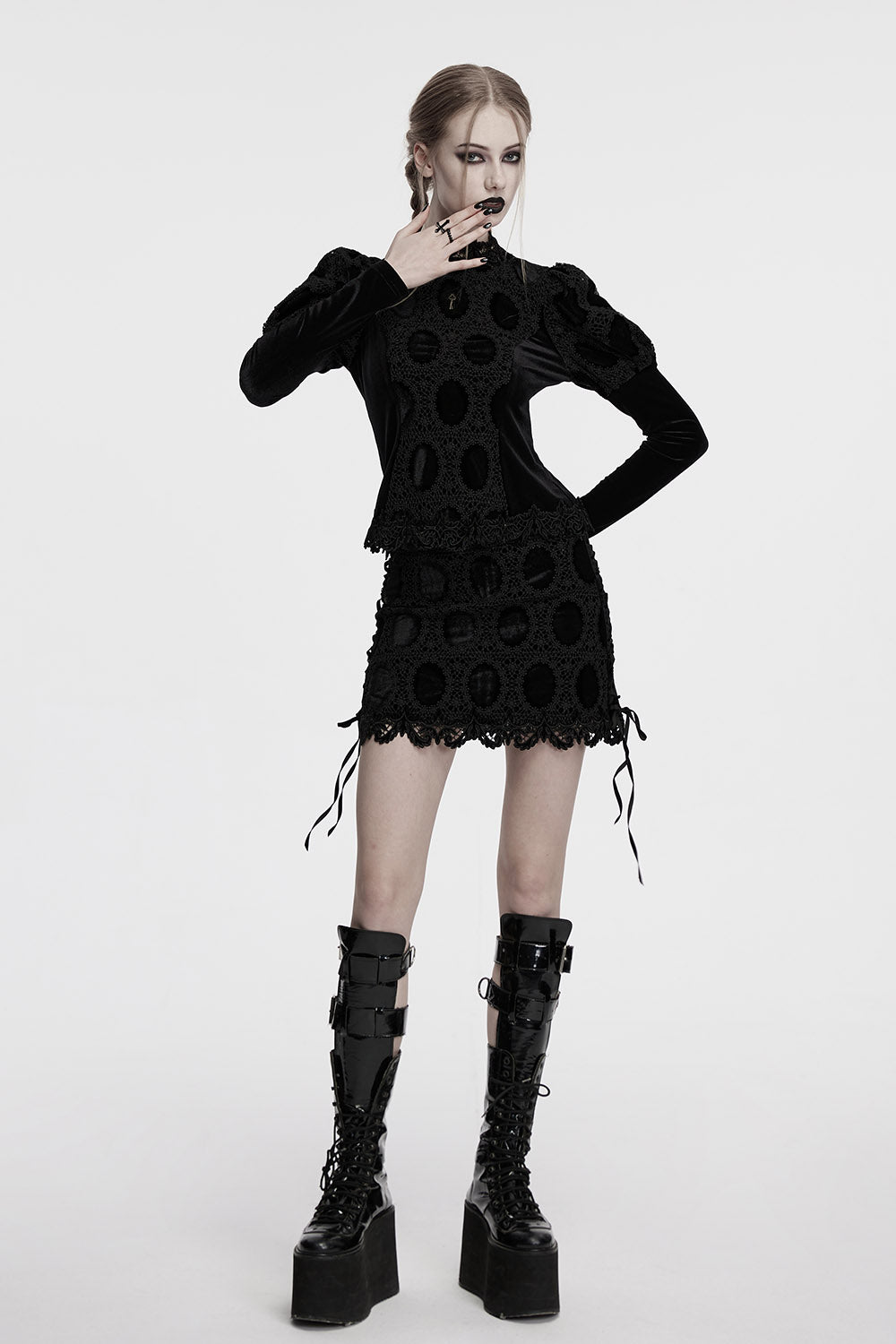 whimsical puff sleeve gothic top