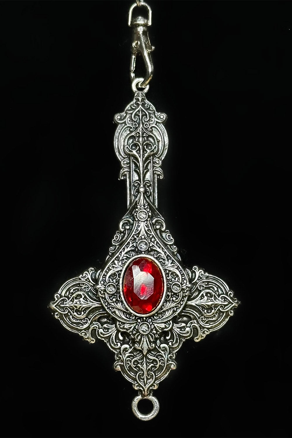silver gothic rosary necklace 