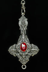 silver gothic rosary necklace 