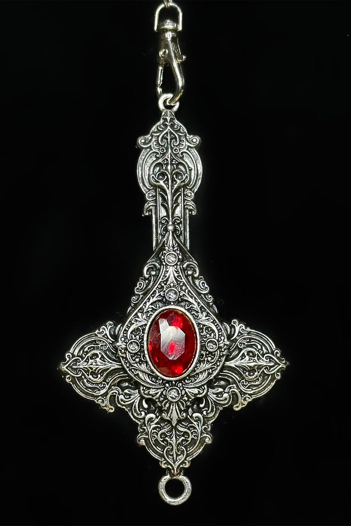 silver gothic rosary necklace 