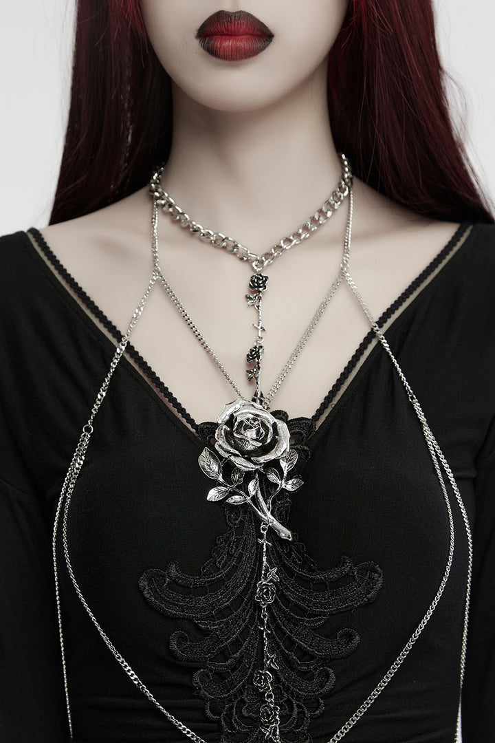 gothic rose chest harness