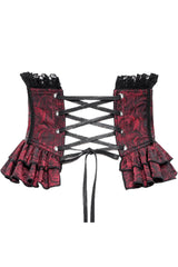black and red lace ruffled underbust corset