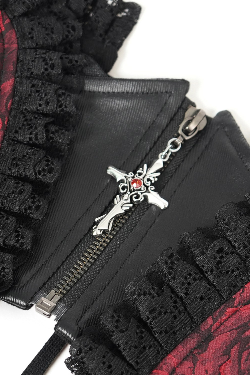 romantic goth floral patter ruffled underbust corset belt