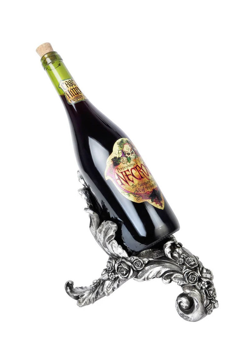 floral gothic silver wine bottle holder