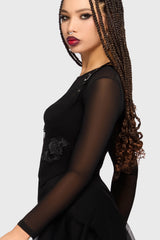 womens black gothic embroidered flower corset top 
