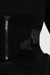 zip-up gothic embroidered flower corset top 