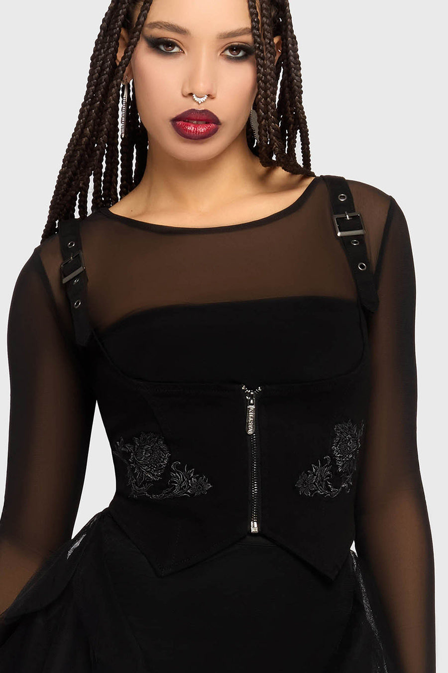 gothic embroidered flower corset top 