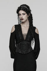 trad goth black alce underbust corset waist cincher 
