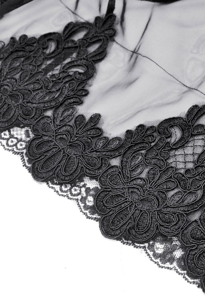 womens lolita goth high waisted black embroidered skater skirt