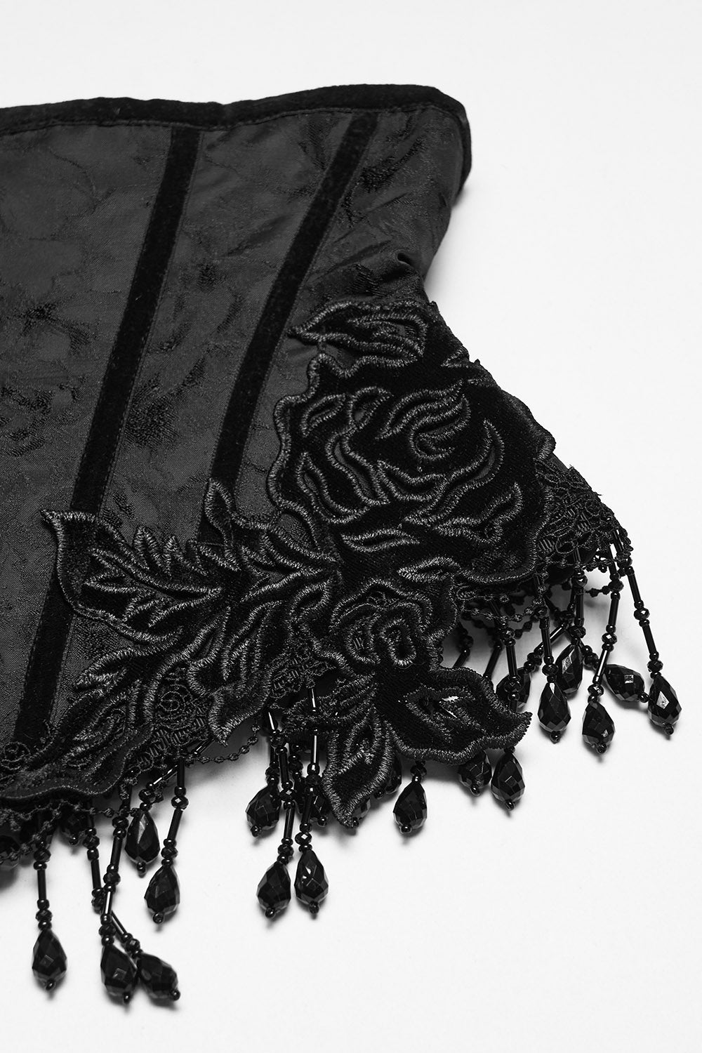 plus size womens romantic goth floral applique embroidered underbust corset  by punk rave