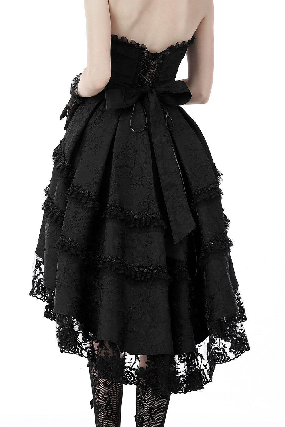 embroidered high low hem dress