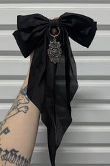 gothic black big bow hair clip