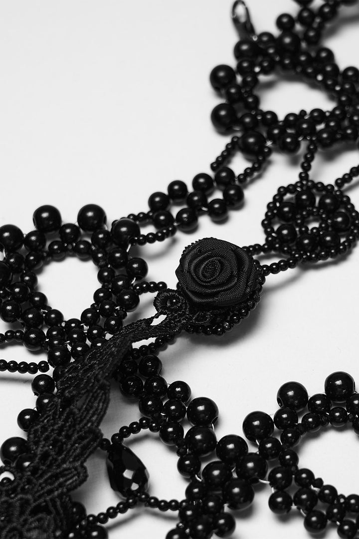 beaded gothic shawl with fabric roses 