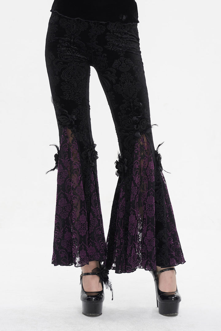 womens lace floral bell bottoms