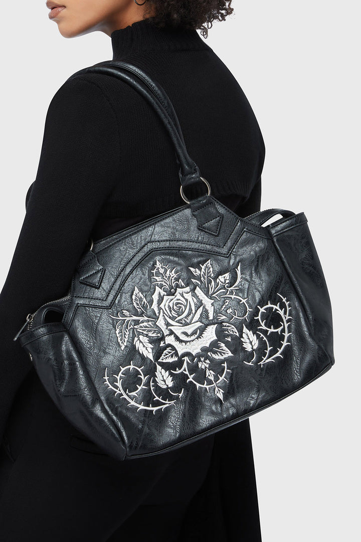 western goth embroidered rose  handbag