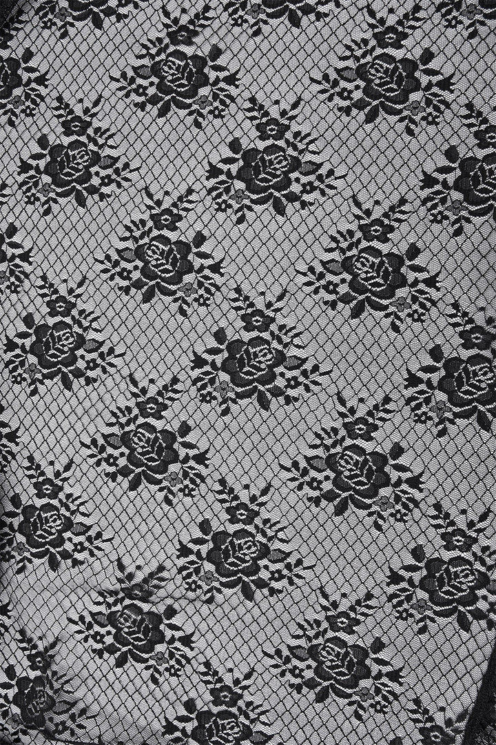 womens vampire goth shorts with ruffled mesh lace skirt with rose pattern