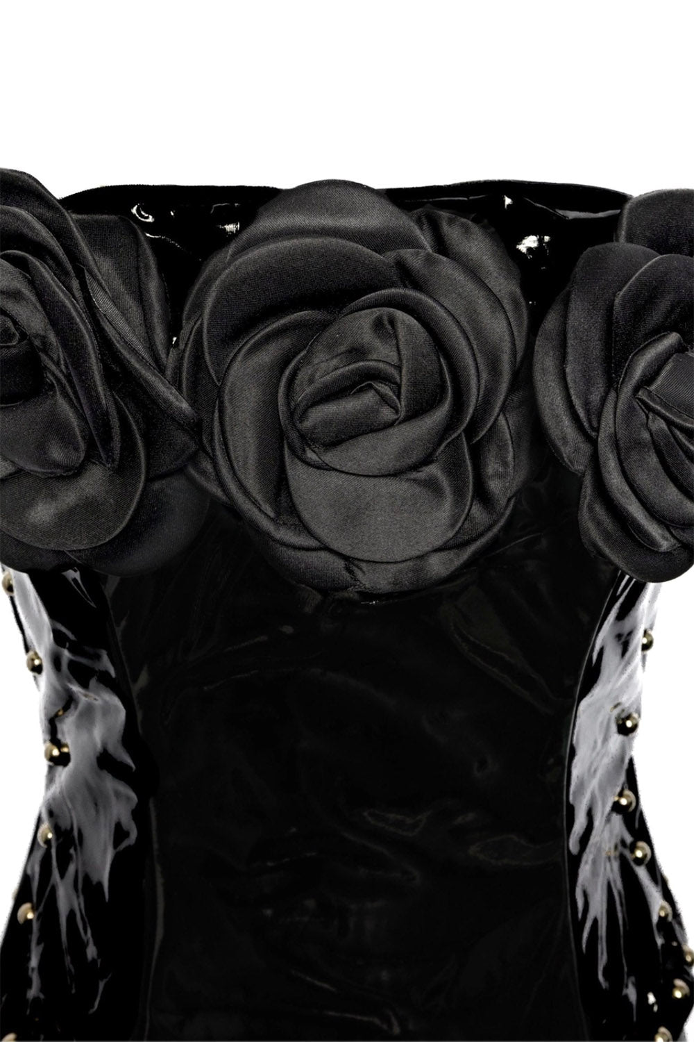 black rose gothic PU leather top