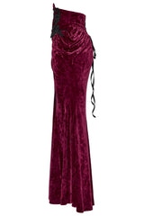 long deep red velvet skirt by punk rave