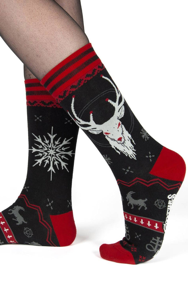 gothic reindeer xmas socks