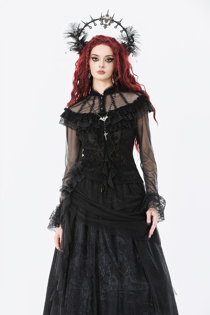 vampire goth ruffled long sleeve top