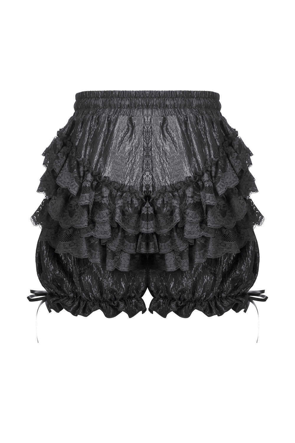 Lace and ribbon black bloomer shorts for women