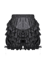 Lace and ribbon black bloomer shorts for women