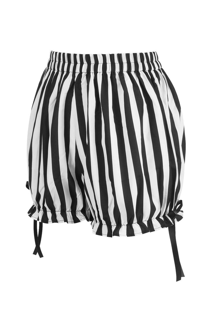 womens gothic black and white striped bloomer shorts