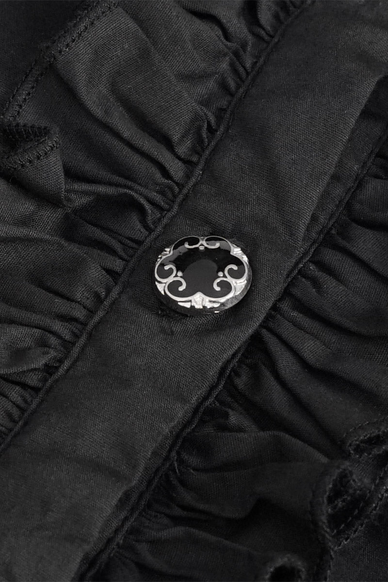 black trad gothic lace-up button-down  blouse