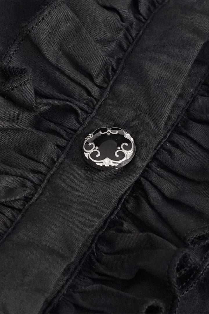 black trad gothic lace-up button-down  blouse