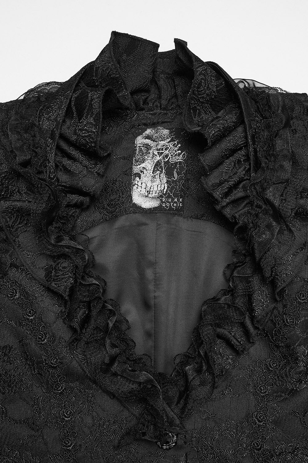 high collar ruffled vest