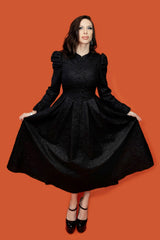 buttoned-up victorian goth dress with pockets