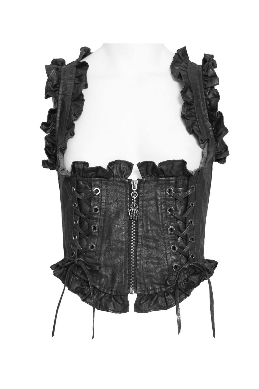 lace-up gothic vegan leather corset top