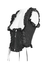 ruffle gothic vegan leather corset top