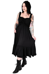 ruched midi length gothic dress