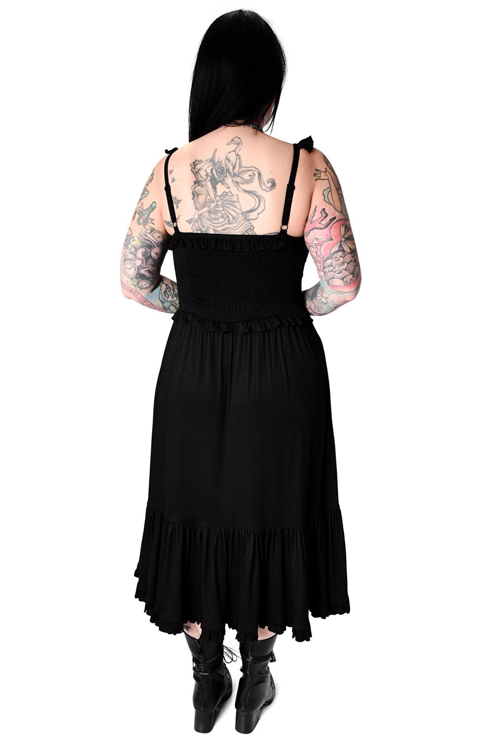 ruffled hem midi length gothic dress