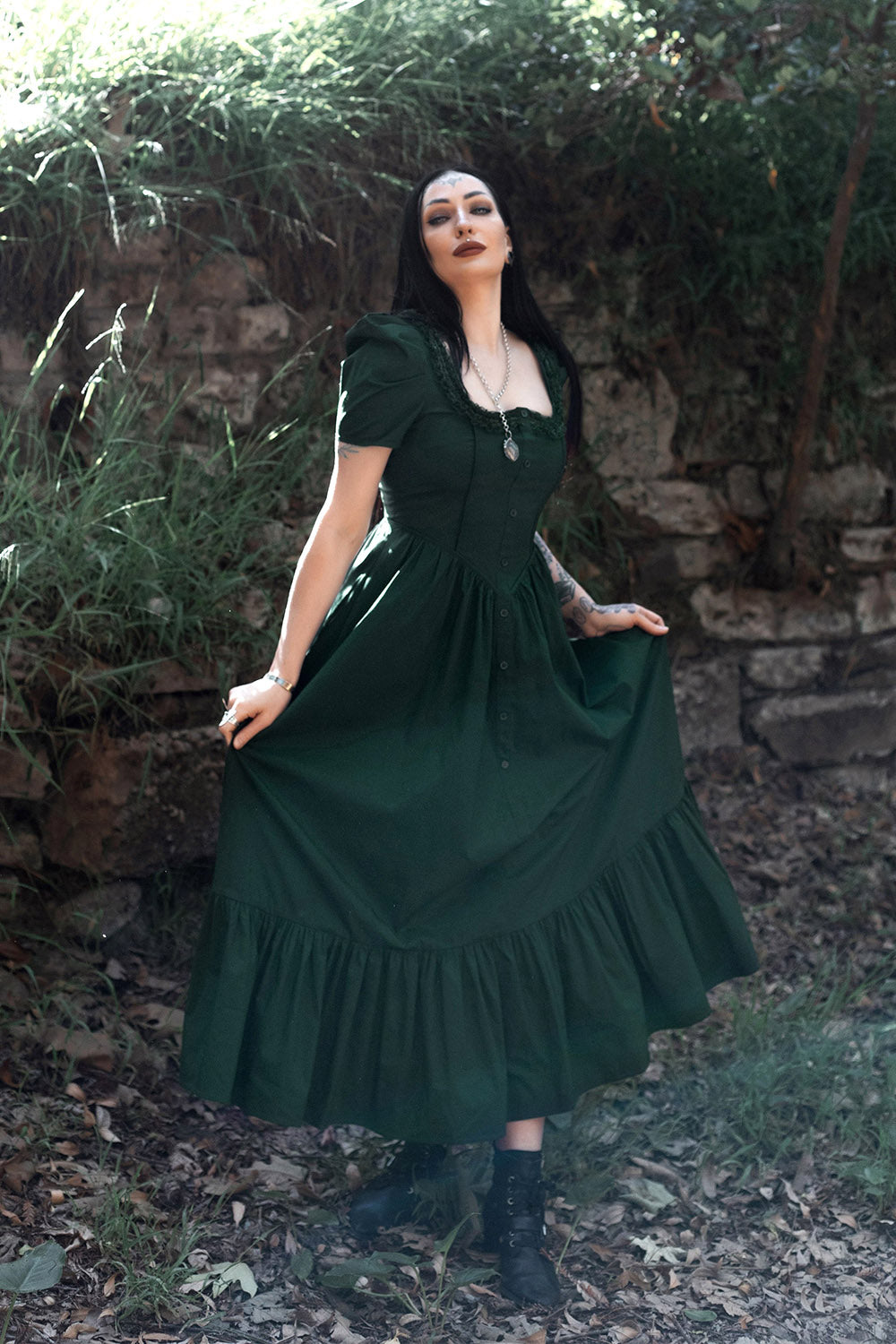dark green witch dress