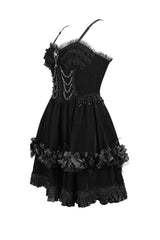 ornate beaded little black gothic dress