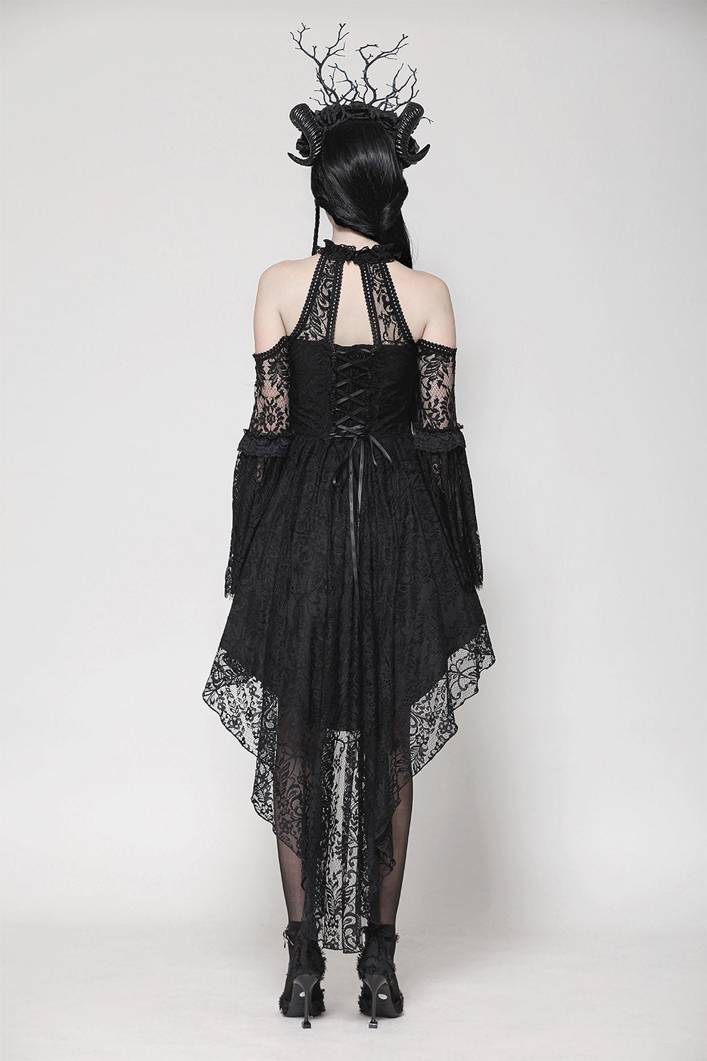 high low hem halter neck dress 