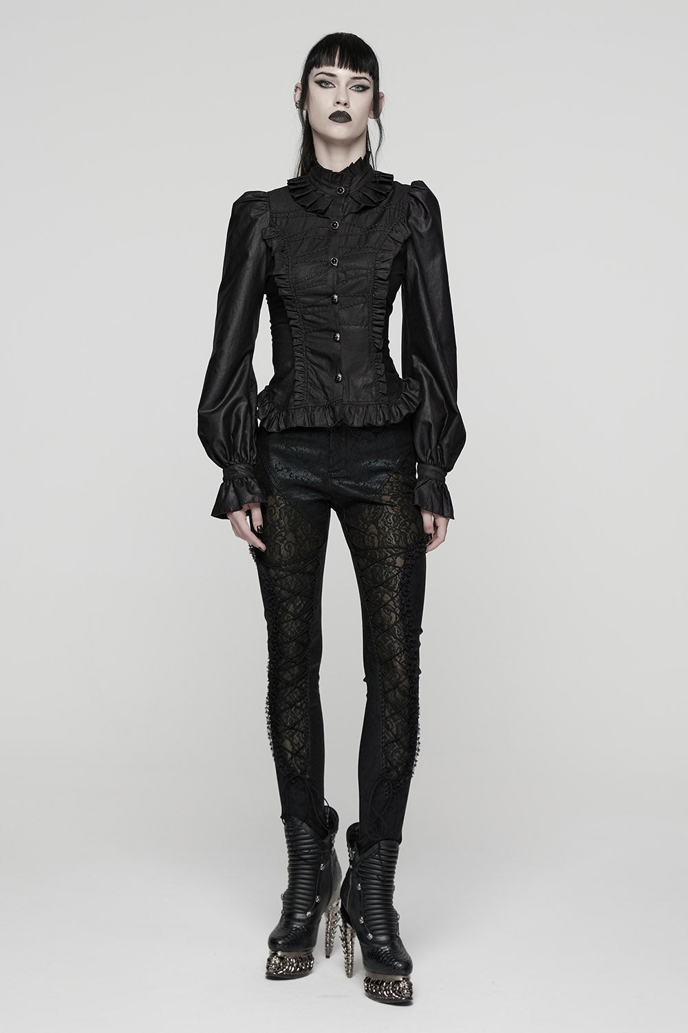 vintage goth ruffled shirt for women
