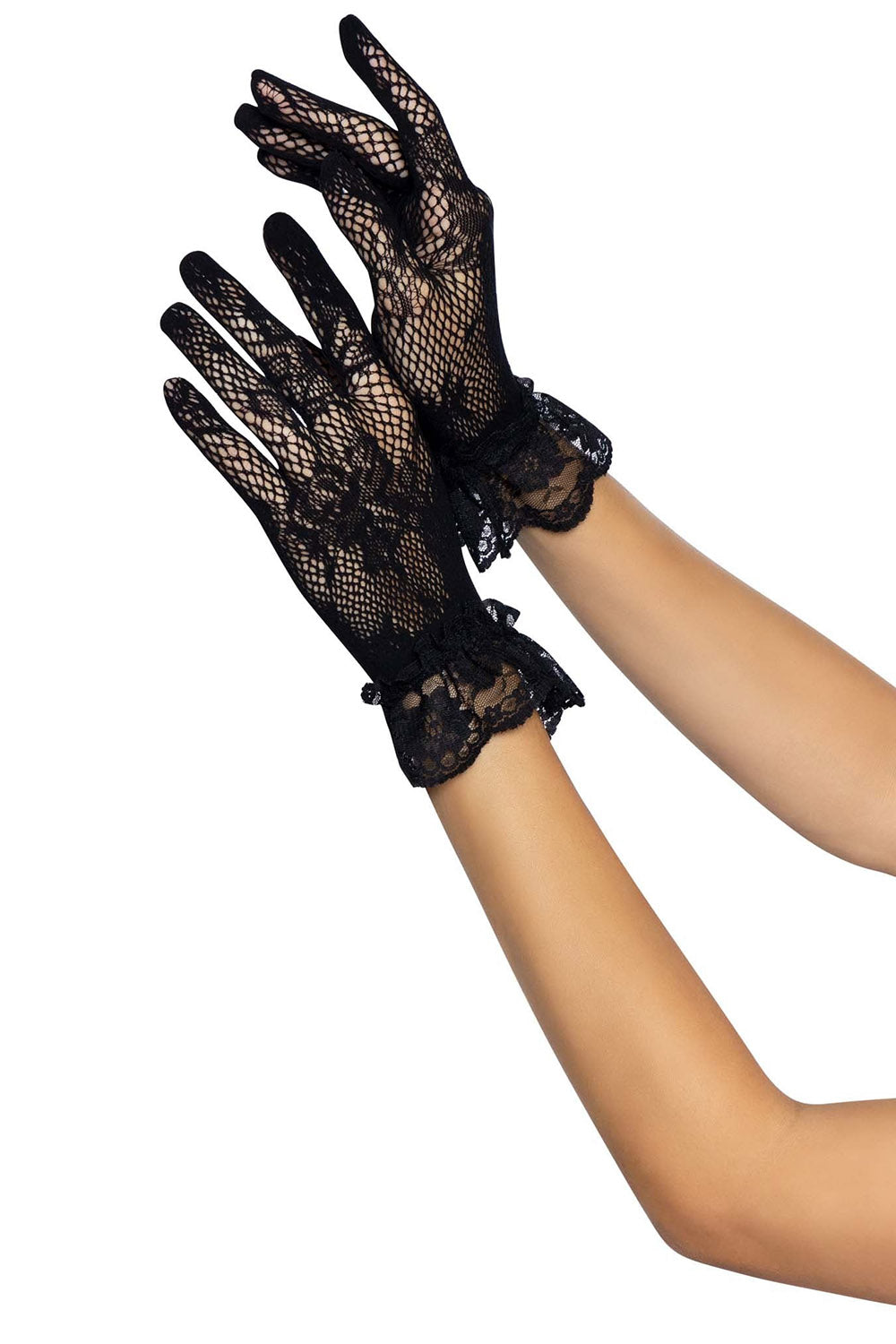 black lace short wrist gloves