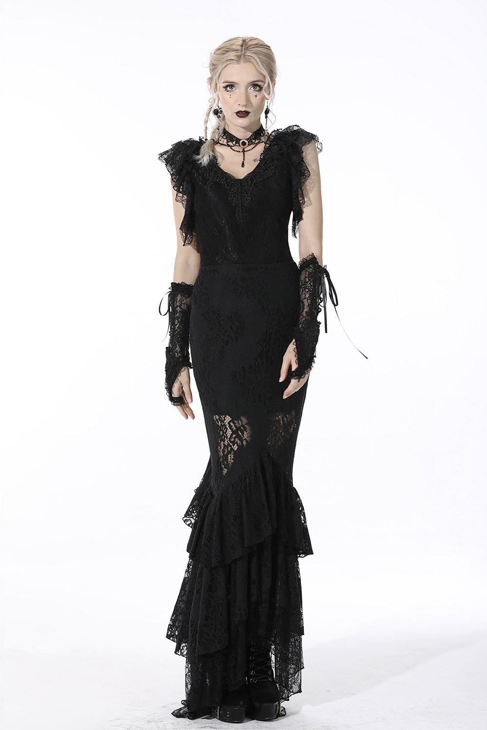 v-neck lace gothic top